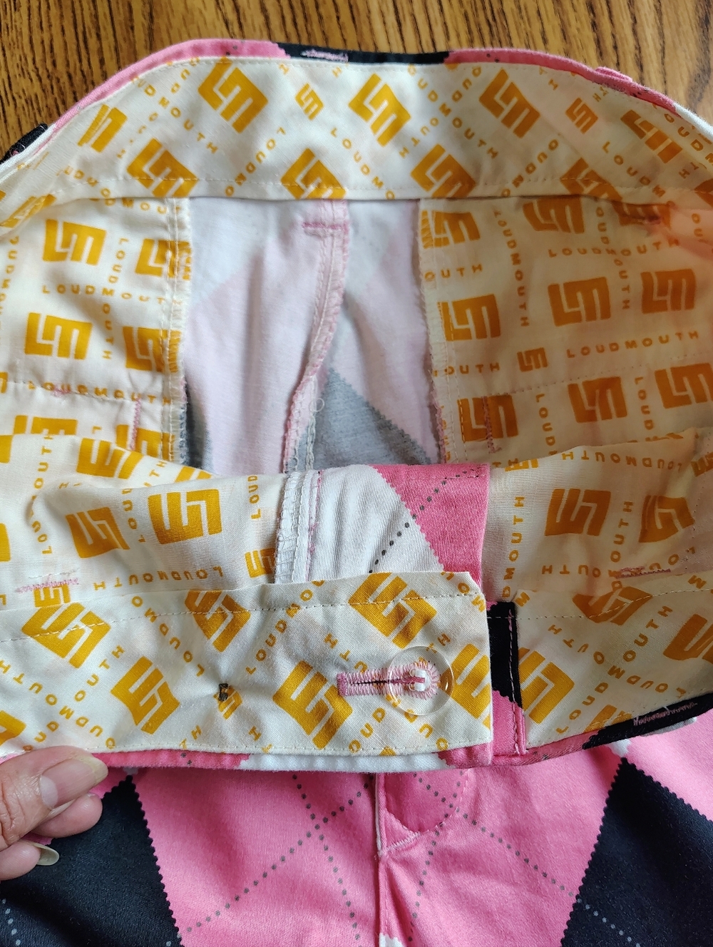 Loudmouth Golf Pants Men's Pink Black Argyle size 32/30. - Picture 9 of 14
